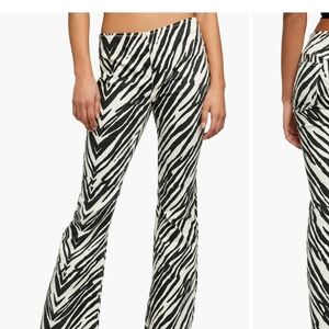 Free People Zebra Print Flared Pants - Black & White